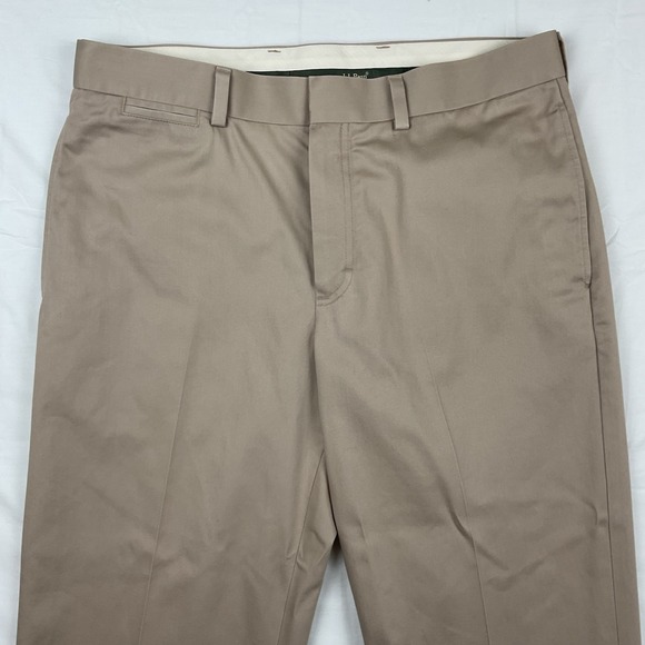 LL Bean Standard Fit Khaki Dress Pants Mens Size 35 Business Casual Chino - Picture 2 of 11
